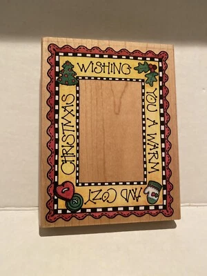 COZY CHRISTMAS FRAME Mitten Buttons A1939R X-Large Holiday RUBBER STAMPEDE STAMP - Изображение 1 из 2