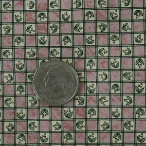 1.66Y Vintage 90s Deb Strain Moda Quilt Cotton Fabric Pink Check Micro Floral - Picture 1 of 4