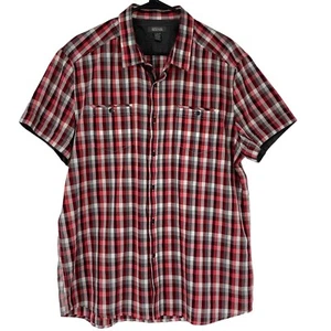 Mens Kenneth Cole Button Shirt Short Sleeve XL Plaid Relaxed 3731 EUC - Picture 1 of 7