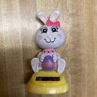 Solar Powered Dancing Bobblehead Toy New Easter -  Cute BUNNY With Egg PINK BOW