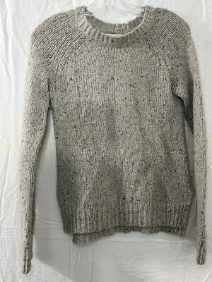 KENAR Womens Oatmeal Wool Blend Back Button Crew Neck Pullover Sweater Sz Small - Image 1 of 4