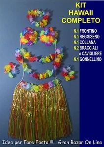 HAWAIi SET FRONTINO COLLANA REGGISENO BRACCIALE CAVIGLIERA GONNELLINO PARTY - Foto 1 di 1