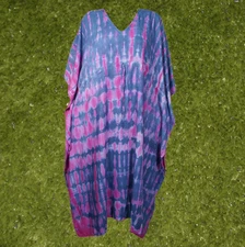 Womens Kaftan Maxi Dress Boho Hippy gypsy Pink Blue TieDye Caftan Handmade L-3XL