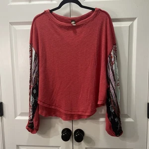 Free People We The Free Women Long Sleeve Oversized Waffle Knit Top XS Boho - Picture 1 of 10