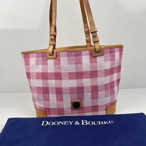 Dooney & Bourke Quadretto Check Small Leisure Shopper BQUAD2352 Red Pink - Picture 1 of 15