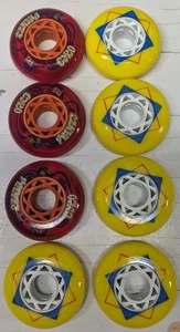 8 NOS CYKO Frenzy Wheels Ruote da Pattino in Linea 72mm 80A Rollerblade anni 90 Miste - Foto 1 di 2
