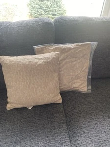 Pair of Beige Contemporary Throw Pillows Polyester 16 x 16 in - Picture 1 of 3