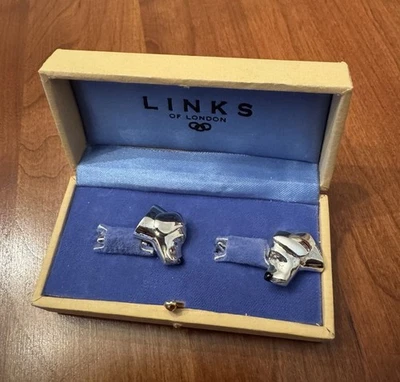 Gemelos Links Of London Sterling Labrador & Bone con caja. Nariz esmaltada negra.  Usado en excelente estado! Foto 1 de 4