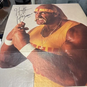 HULK HOGAN signed Vintage Wrestling Promo Cardboard Poster Rare wwf Wwe - Bild 1 von 4