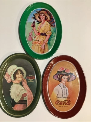 Three Coca-cola Small Tin Oval Trays - Image 1 of 4