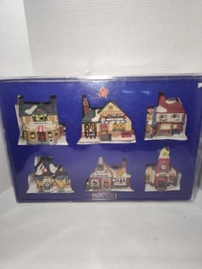 Vintage Village 6-Piece Porcelain Christmas Buildings Set Walmart Boxed - Picture 1 of 9