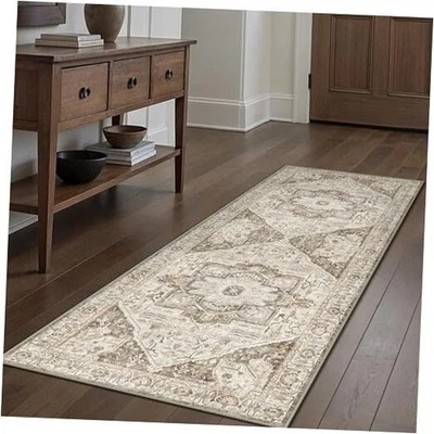 Alfombra de pasillo marrón 3x8 vintage lavable alfombra de área envejecida cocina  Foto 1 de 4