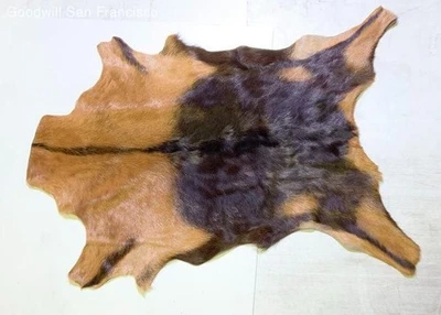 复古牛皮地毯棕色/深棕色 45" L — 第 1/4 张图片