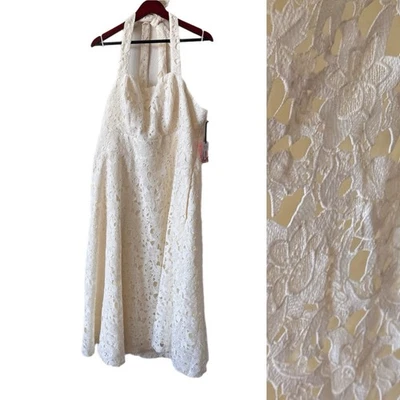 Vestido Prabal Gurung X JCP Crema Encaje Halter Especial Boda Fiesta Resort Talla 22W Foto 1 de 4