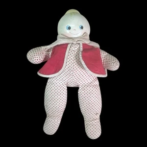 Muñeca bebé Rattlehead 9,5" capa roja cuerpo de felpa cabeza de sonajero de plástico MCM 1950s - Imagen 1 de 12
