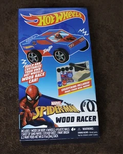 Hot Wheels Marvel Spiderman Wood Racer Kit Build & Customize New - Picture 1 of 2