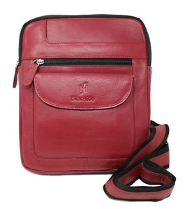 Starhide Mens Womens Real Leather Cross Body / Travel Messenger Ipad bag 505 Red - Picture 1 of 6