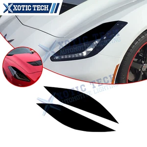 2x Black Vinyl Headlight Eyelid Cover Decal Overlay for Chevy Corvette 2014-19 - Bild 1 von 8