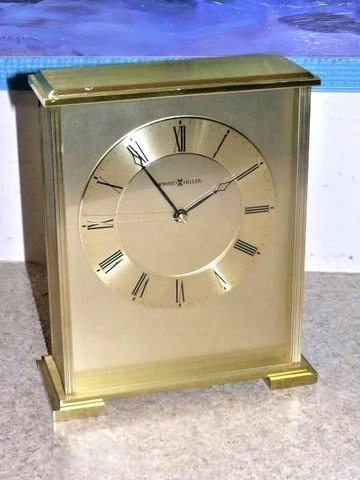 Howard Miller Exton 645-569 Brass Carriage Desk Shelf Mantel Clock Works Great Cover