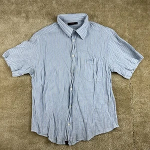 Versace Sport mens Button shirt M Short Sleeve summer light Striped pocket - Picture 1 of 17