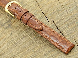 Hadley-Roma 11mm Watch Band Brown Leather w Gold Tone Buckle Vintage Unused NOS - Picture 1 of 5