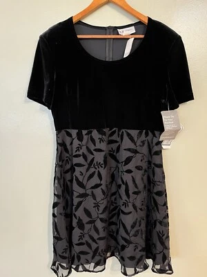 Vintage Made In USA Burnout Velvet Short Sleeves Formal Party Holiday Dress 14  - Image 1 of 4