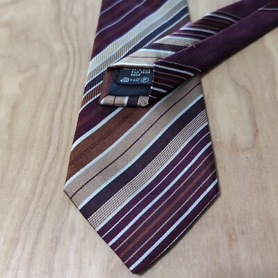 Corbata de cuello de seda tostada a rayas rojas ZEGNA para hombre $295 59" 3,2" Foto 1 de 4