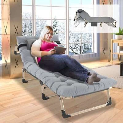 BRONKIGE Silla Plegable Camping Cunas Cama Ajustable 4 Posiciones y Cojín Almohada Foto 1 de 4