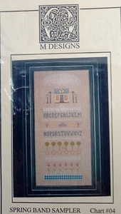 M Designs SPRING BAND SAMPLER Cross Stitch Pattern Chart #04 32ct Crossville TN - Picture 1 of 5