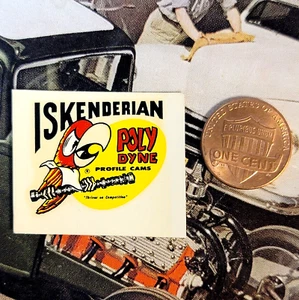 Original Vintage water Decal ISKY CAMS 1" hot Rod Drag Racing NHRA SCTA old auto - Imagen 1 de 3