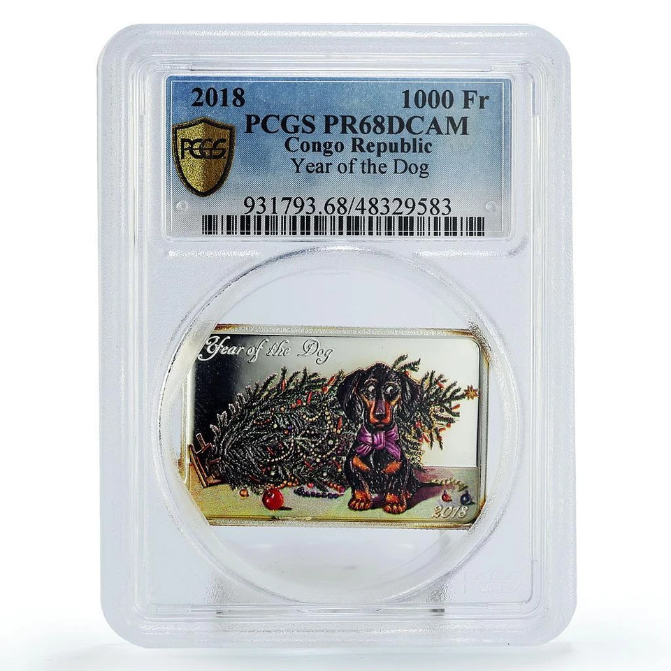 Congo 1000 francs Lunar Calendar Year of the Dog PR68 PCGS silver coin 2018 - Image 1 of 2