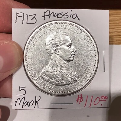 Prusia Alemania 1913 5 marcos - ¡Alto grado! Foto 1 de 4