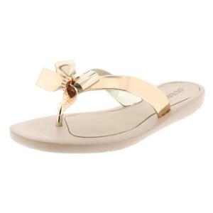 Guess Womens Tutu 9 Gold Bow Shoes Flip-Flops Sandals 7 Medium (B,M) BHFO 6650