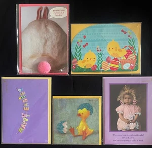 LOT of 5 Papyrus Vintage Easter Cards - Bunnies, Eggs & Chicks - Picture 1 of 7