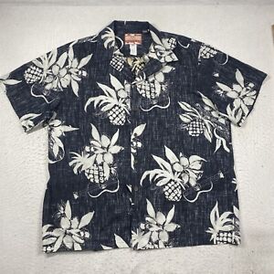 RJC Hawaiian Shirt Mens 2XL Blue Pineapple Button Up Short Sleeve Adult Beach