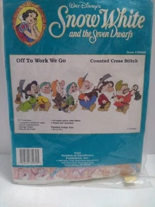 Walt Disney Snow White 7 Dwarfs Off To Work We Go Cross Stitch 5 1/4 X 16 1/2" - Picture 1 of 10