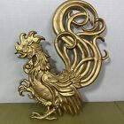 Rooster gold cast metal wall hanging decoration USA Vermay MCM 60s 1960s