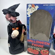 Vintage Telco Animated Witch Halloween Motionette Figure w/Skull Orig Box 1988