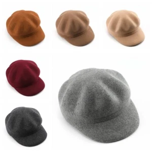 Women Newsboy Hat Adjustable French Wool Cap Short Brim Cabbie Beret Retro - Picture 1 of 23