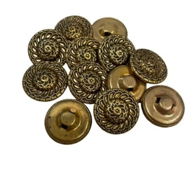Vintage Gold Metal Floral Medallion Etched Buttons Round Set of 12 Italy - Image 1 of 4