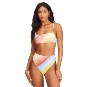 Conjunto de Bikini Billabong Pequeño Brillante Aturdimiento Cuadrado Acanalado Bralette Parte Superior Parte Inferior - Imagen 1 de 12