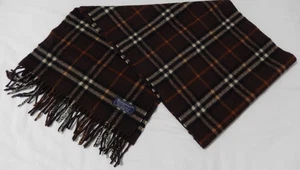 Bufanda Burberry's marrón con flecos a cuadros 100 % cachemir 60" de largo nueva sin etiquetas - Imagen 1 de 6