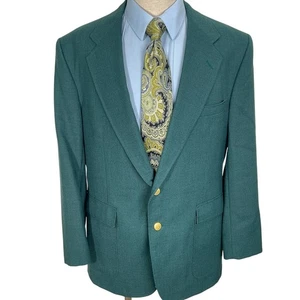 Stafford Blazer Men 46R Green Wool Gold Shield Buttons Career Classic Jacket USA - Picture 1 of 10
