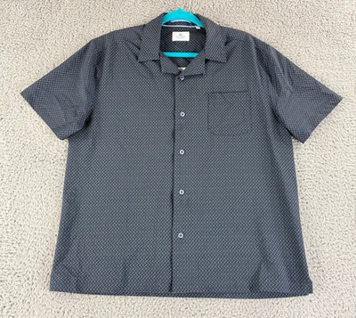 7 Diamonds Button-Up Shirt Mens Medium Blue Geo Print 4 Way Stretch Short Sleeve - Image 1 of 4