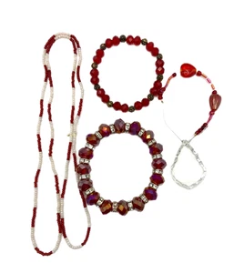 Basteln Erstellen Mehrzweck Rot & Klar Kristall Strass Perlen Schmuck Set 4 Stck. - Bild 1 von 24