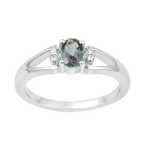 925 Silver Oval 0.75 Ctw London Blue Topaz Women Ring Mothers Day Gift Sz.7 - Picture 1 of 1