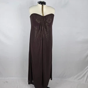 David's Bridal Party Dress Women's 20 Maxi Sleeveless Gathered Zip Brown Copper - Picture 1 of 9
