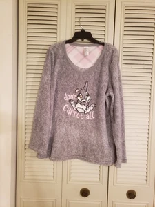Disney Damen Top Größe 2X Schlafshirt Klopfer Don't Carrot alle bestickt grau - Bild 1 von 4