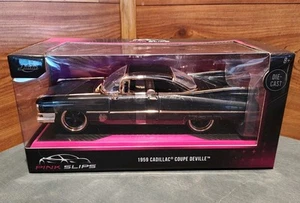 NIB JADA PINK SLIPS CHASE 1959 CADILLAC COUPE DEVILLE BLACK W/GOLD TRIM 1:24 - Picture 1 of 14