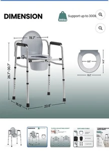 MaxKare 3 in 1 Nachttisch Kommodenstuhl, gebraucht als Toilettensitzerhöhung, Duschstuhl, - Bild 1 von 3